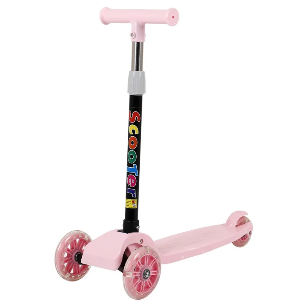 Foldable Children Scooter Adjustable Height Widened Pedals Kids Scooter Balance Bike With Flash Wheels Folding Foot Scooters