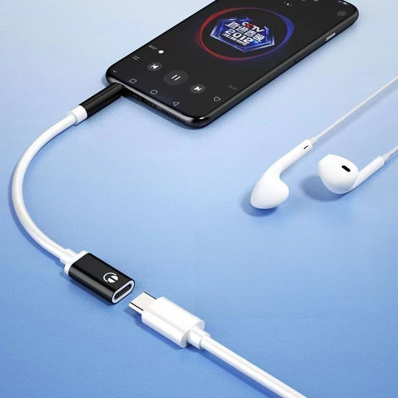 Headphone Adapter Cable 1pcs 3.5mm Male To Type-C Female Headphone Aux Cable Converter Type-C To Flat Headphone Round Head Adapter Cable
