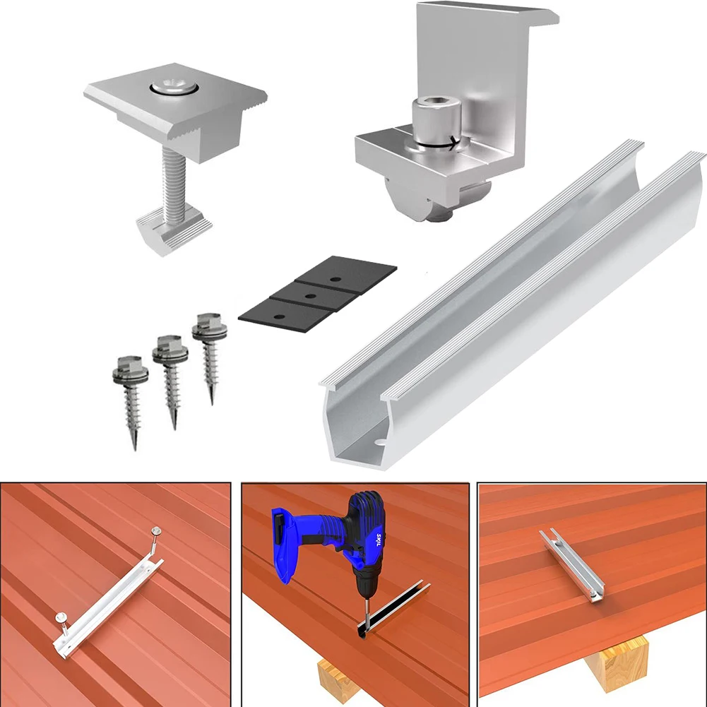 Solar Panel Brackets Solar Panel Module Aluminum Bracket Rail Fastening Rail Trapezoidal Roof Mount Solar Profile 30mm 35mm System Accessories