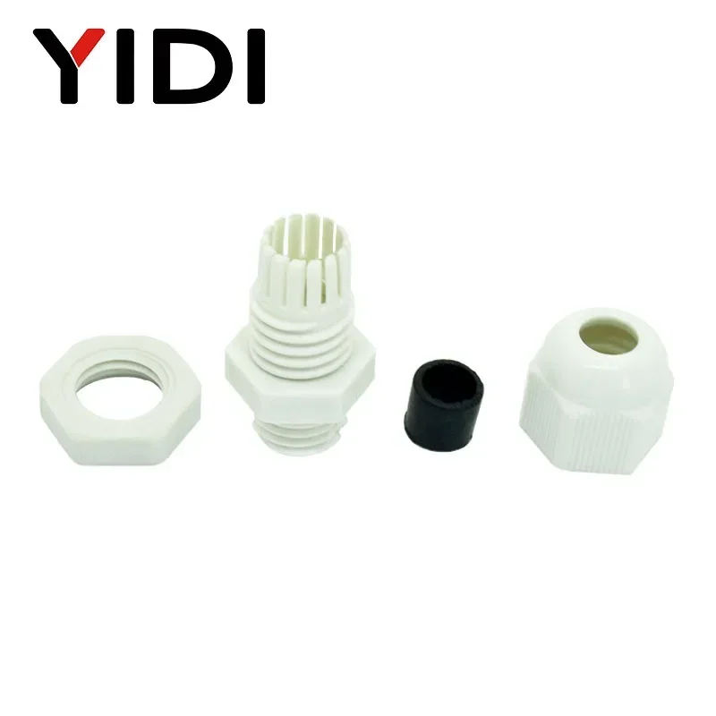 IP68 PG Waterproof Cable Gland Connector Plastic Nylon PG7 PG9 PG11 PG13.5 PG16 PG19 PG21 PG25 PG29 PG36 M16x1.5 5pcs Black