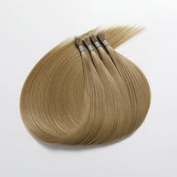 Extensioni per capelli biondo cenere con nano puntali, in capelli umani naturali lisci, con anelli a nano per una facile installazione