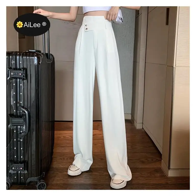 

Women Suit Fashion Pants Harajuku Casual Womens Wide Leg Hip-hop Mopping Vintage Summer High Street Trousers NEW Design Office