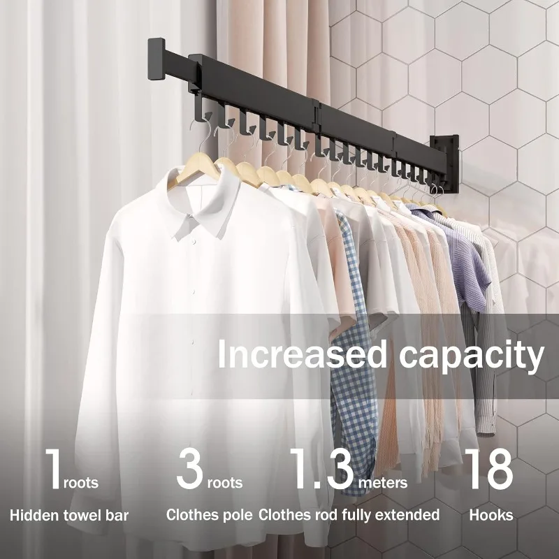 Clothes Drying Rack,Collapsible for Laundry Room,Wall Mounted Dryer Rack,Drying Rack Clothing Wall Mount,Hanging Rack 2