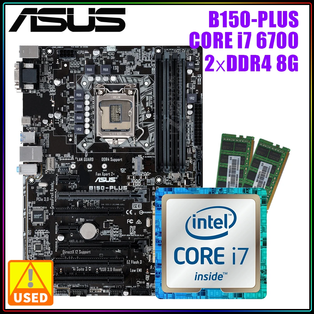Asus B150plus Motherboard With Core I7 6700 Cpu And 2x Ddr4 8g Memory