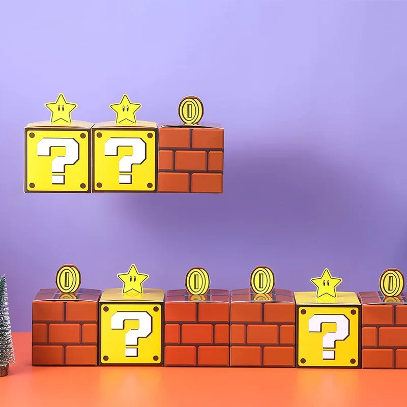 2/5 pz Super Mario Bros scatole regalo giocattoli cartone animato domanda blocchi scatola bambini Anime figure decorazione festa di compleanno Goody Bag