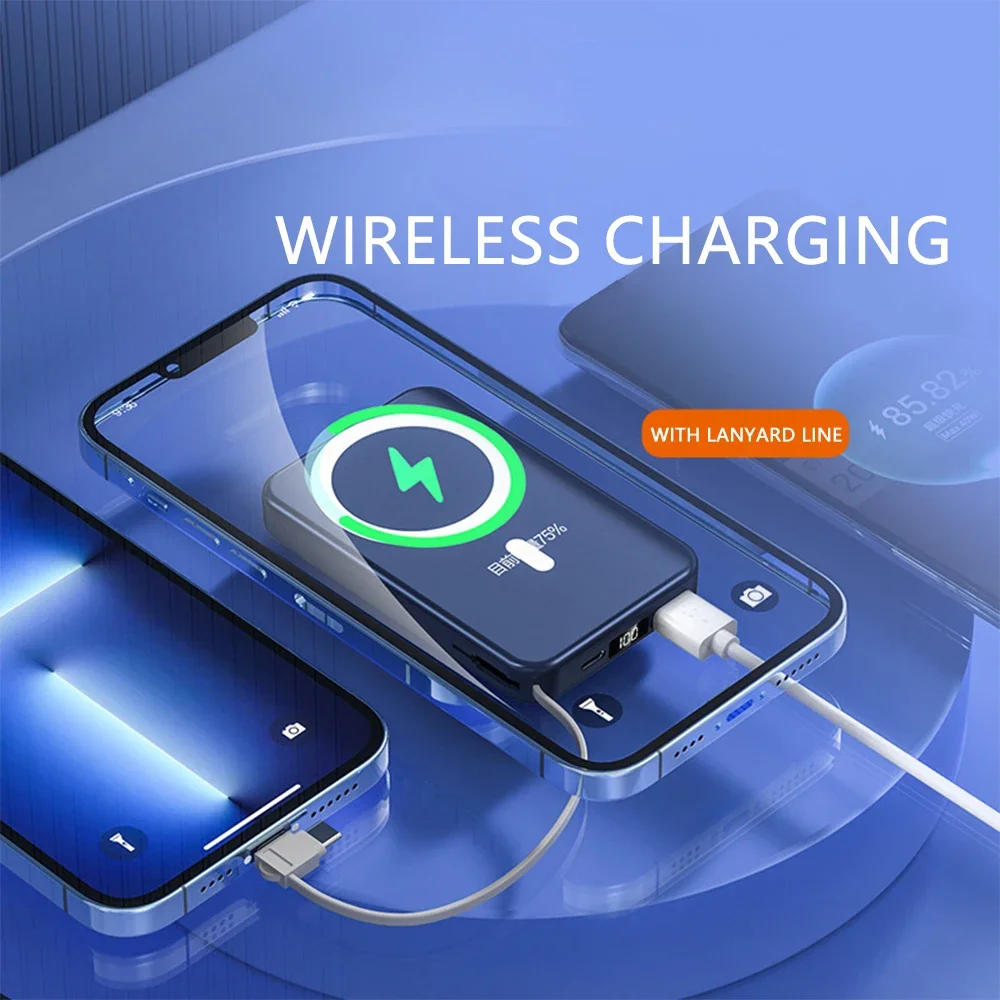 Wireless 15W magnetic power bank treasure comes with its own line 22.55W super fast charging mobile power supply