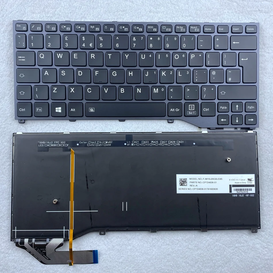 

Клавиатура для ноутбука Fujitsu Lifebook P727/P728/U729x/U727/U728/U729 CP724836-01 FJM16J26GBJD85, Великобритания