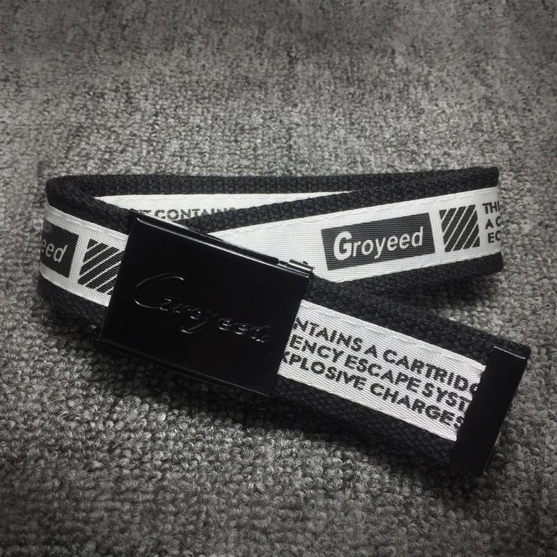 2022 New Trend Women Belt Fashion Black Canvas Men Belt Color Printing Campus Style All-match Jeans Waistband Wholesale