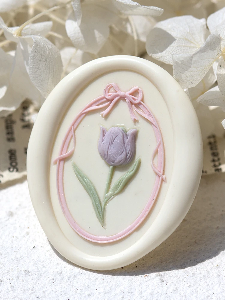 Tulip Fire Seal Copper Head Multi-Layer 3d Laser Relief Envelope Invitation Wax Seal Stamp Handmade DIY Toy Children'S Stamp