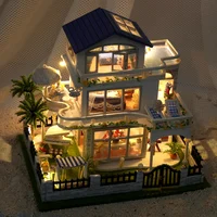 NEW DIY Wooden Mini Seaside Villa Miniature Building Kits Doll Houses With Furniture Casa Dollhouses for Friends Birthday Gifts 3