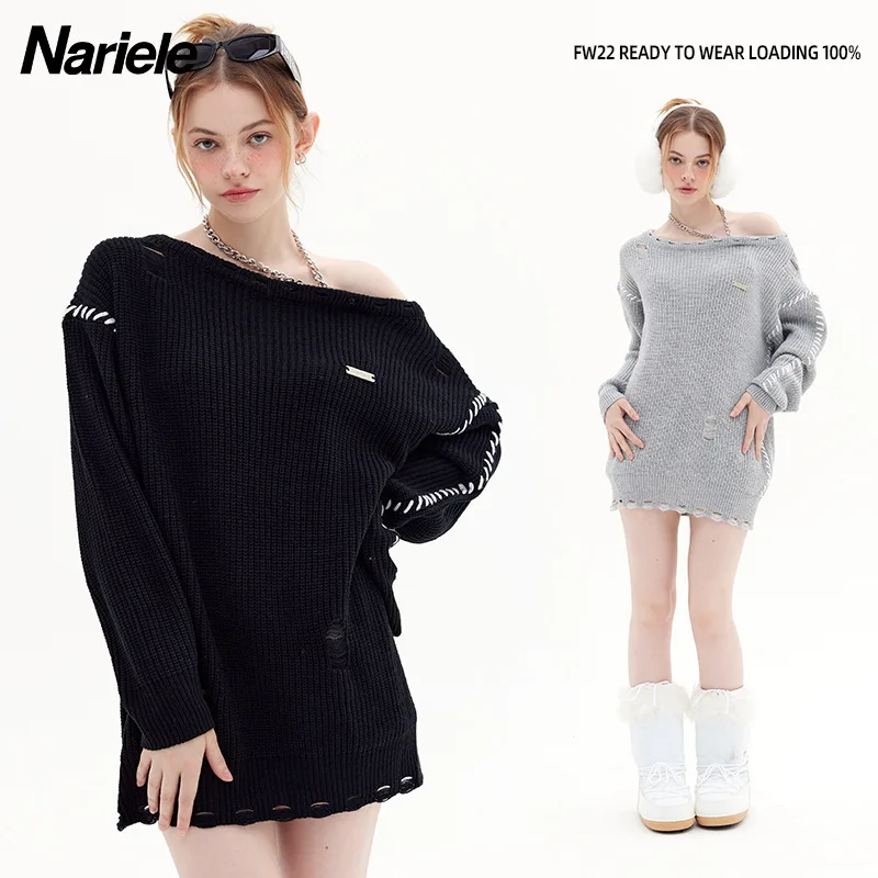 

Fashion Women Pullover Sweater Creative Knitted Square Collar Oversize Y2k Streetwear Vintage Long Sleeve Pullover Tops Harajuku