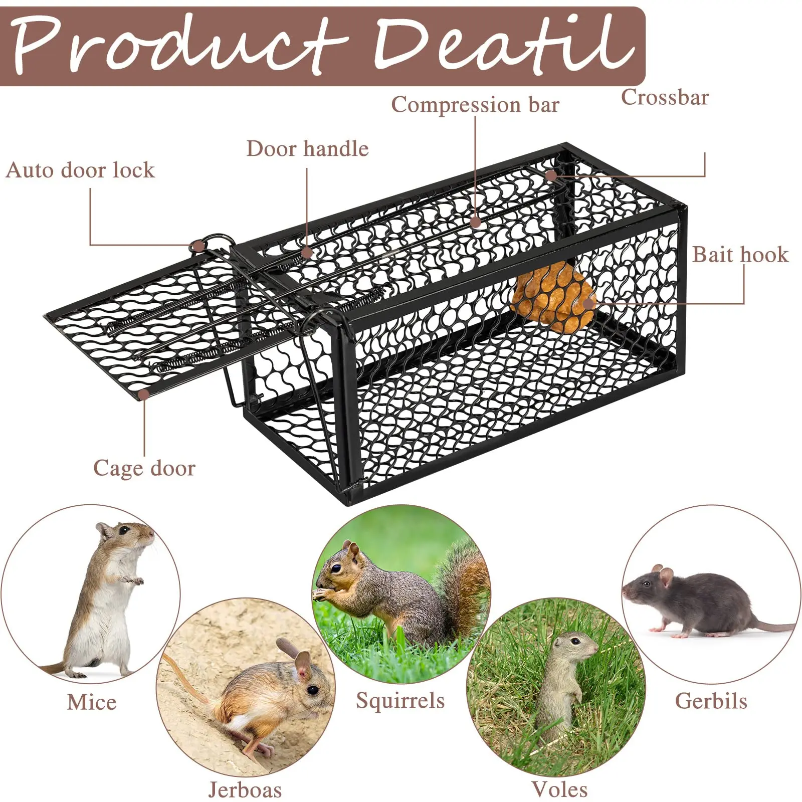 Rat Cage Net Household Mouse Catcher Metal Reusable Humane Indoor Compression Material for Mice Easy to Catch and Release