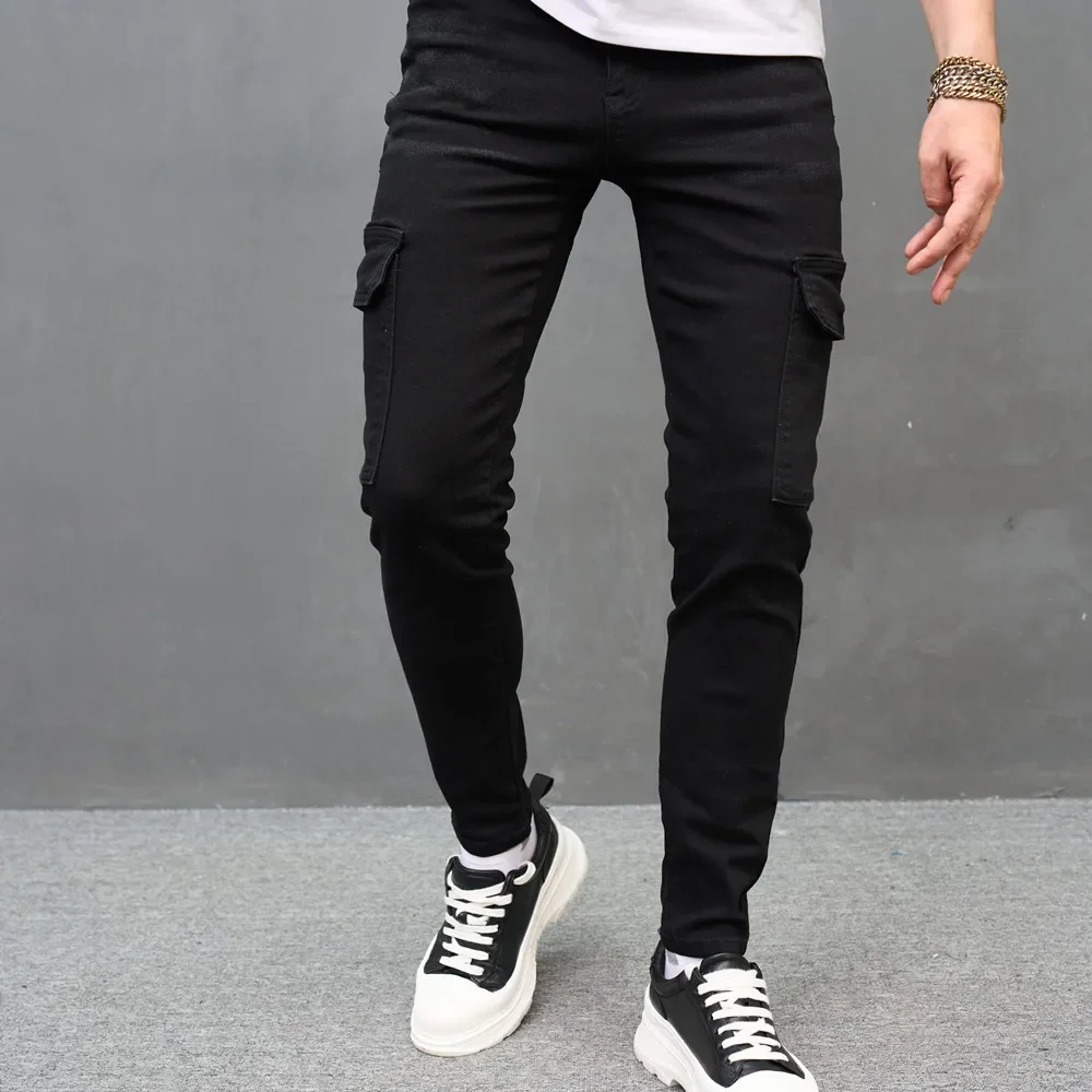 Description Picture 3 of item2024 New Pencil Small Foot Slim Casual Jeans Men's Wear Hip Hop Streetwear Long Pockets Fashionable Men's Denim Trousers