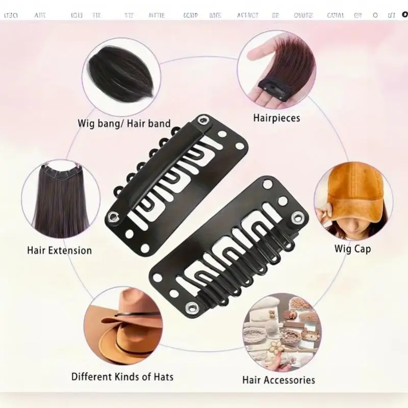 Set di 6/10 clip a scatto per parrucche, clip adesive bifacciali a forma di U, clip professionali per extension di capelli, per frangia e fermagli per capelli - immagine 6