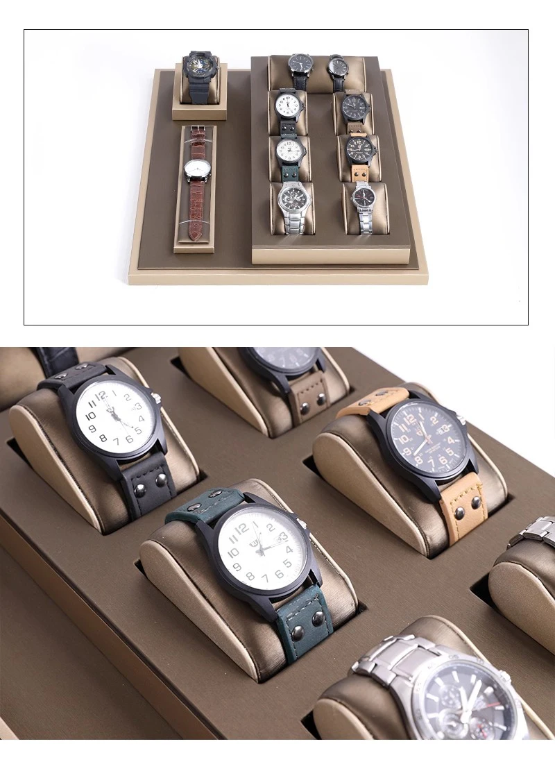 Luxury Brown Leatherette Watch Display Stand Holder – Retail Store Counter and Window O... - SKU LWDS1707 - UGI Packaging