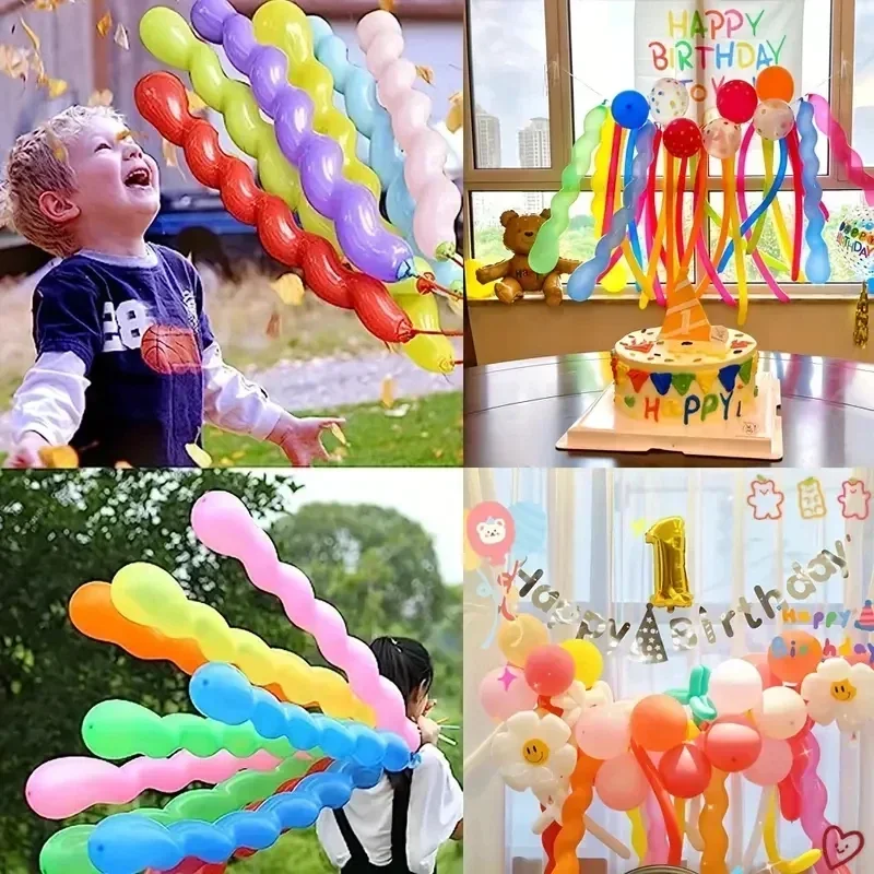 100Pcs Screw Twisted Latex Balloons Large Spiral Long Balloon for Wedding Birthday Party Christmas Home Decoration Supplies Gift