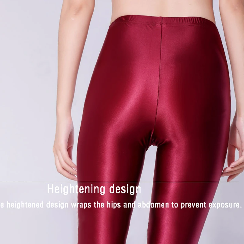 Glossy High Waist Yoga Fitness Pants Leggings Sexy Shiny Sports Tight Silky Smooth Fetish Workout Leggings