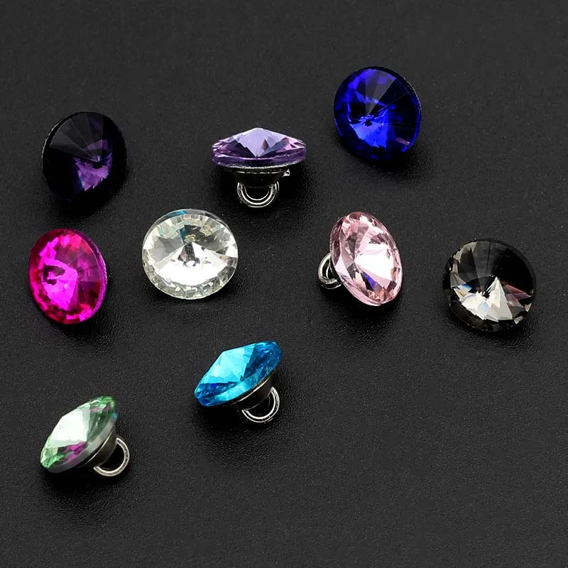 10Pcs/lot10mmBlackButtonRedDiamondSmallButtonWomen
