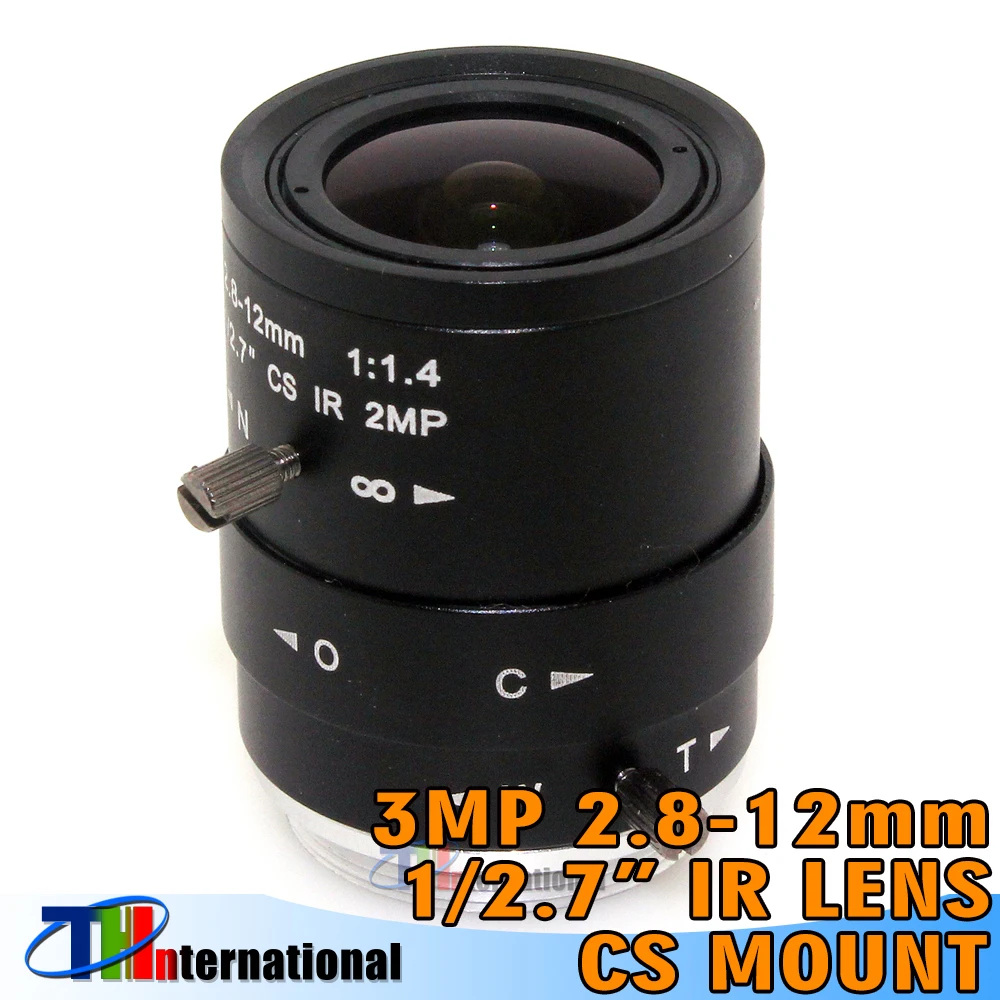 3.0 Megapixel 2.8-12mm cs lens Varifocal Manual Iris Lens IR 650 Filter Function Security Camera CS-Mount FA Lens