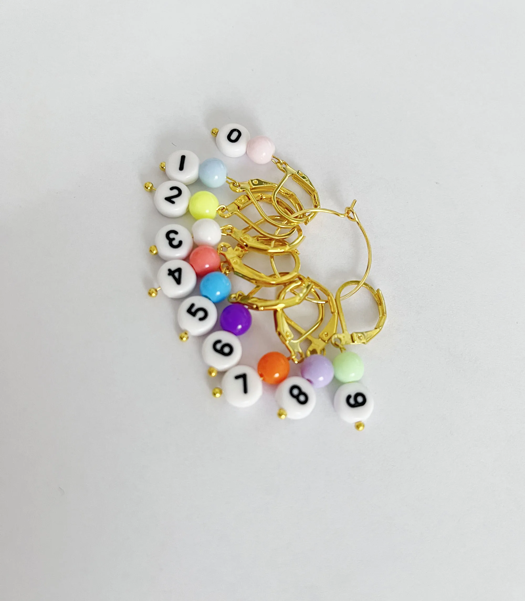 10pcs/set (0-9) colorful counter number earring hooks for diy wool findings 3