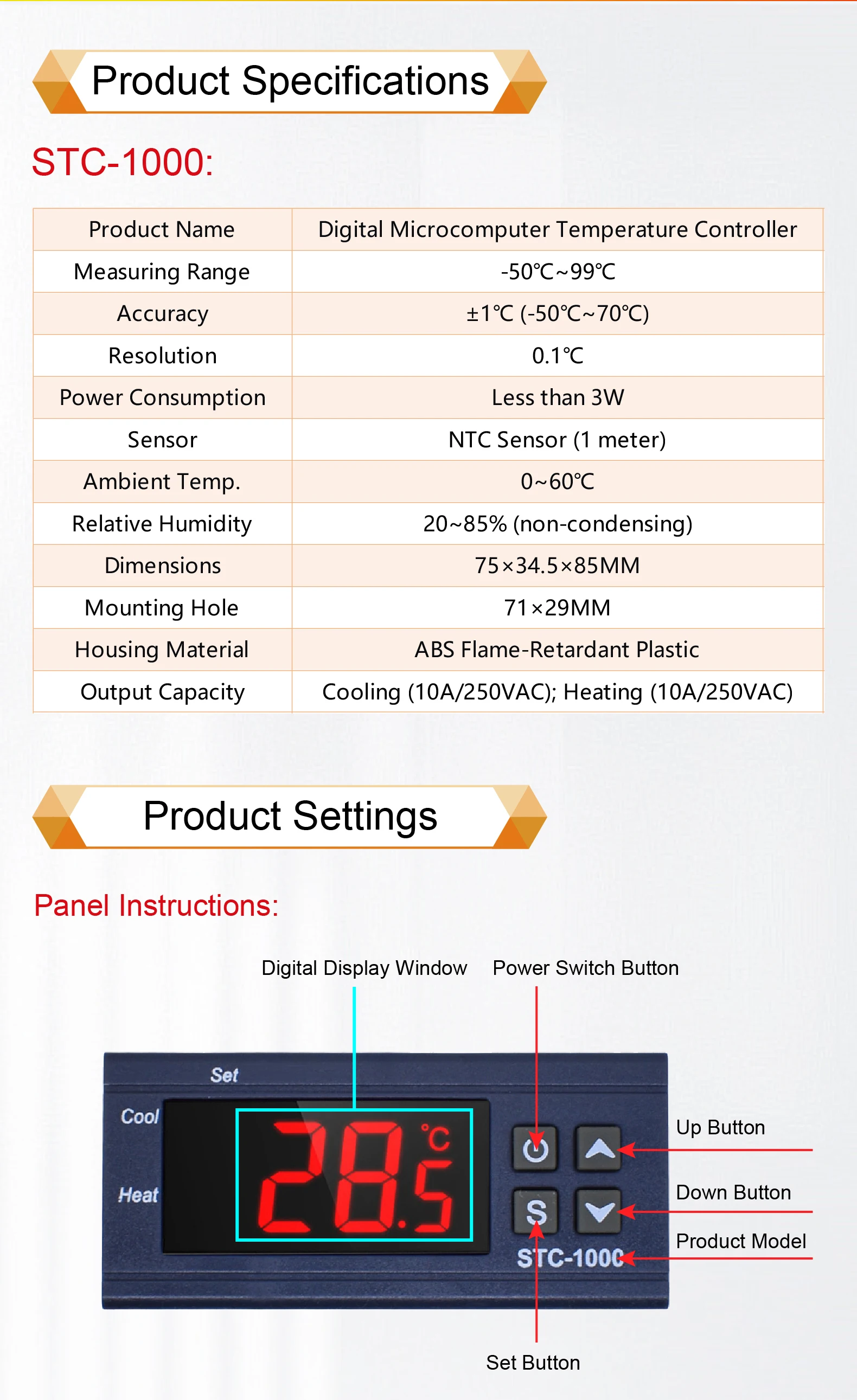 STC-1000 Digital Temperature Controller Thermostat Dual Relay 12V 24V 220V for I