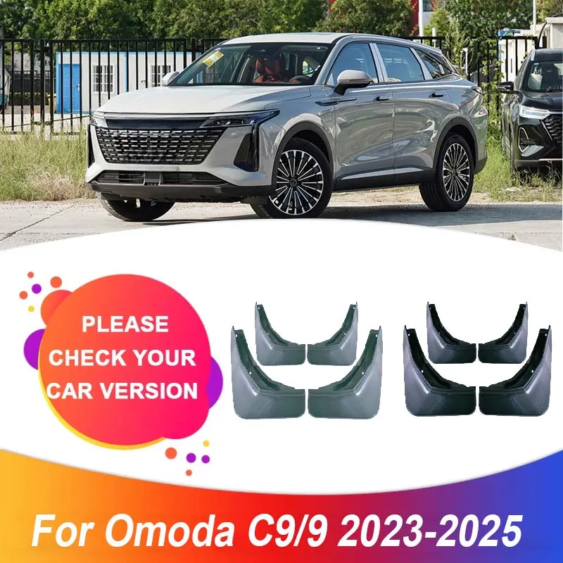 4PCS 도색된 머드가드 (엑시드 RX 2025 악세사리, 오모다 C9 9 2023 2024 자동차 전면 머드플랩, 후면 펜더 플레어, 자동차 악세사리)