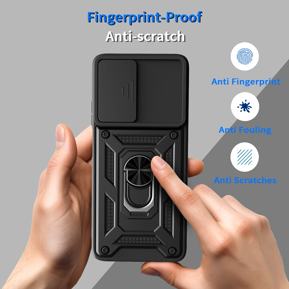 Shockproof Armor Magnetic Holder Ring Case with Camera Protection