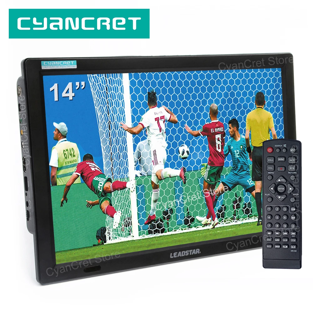 LEADSTAR Televisión/monitor digital portátil de 14 pulgadas ATSC TFT HD  Freeview LED para coche, caravana, campamento, al aire libre o cocina.  Batería