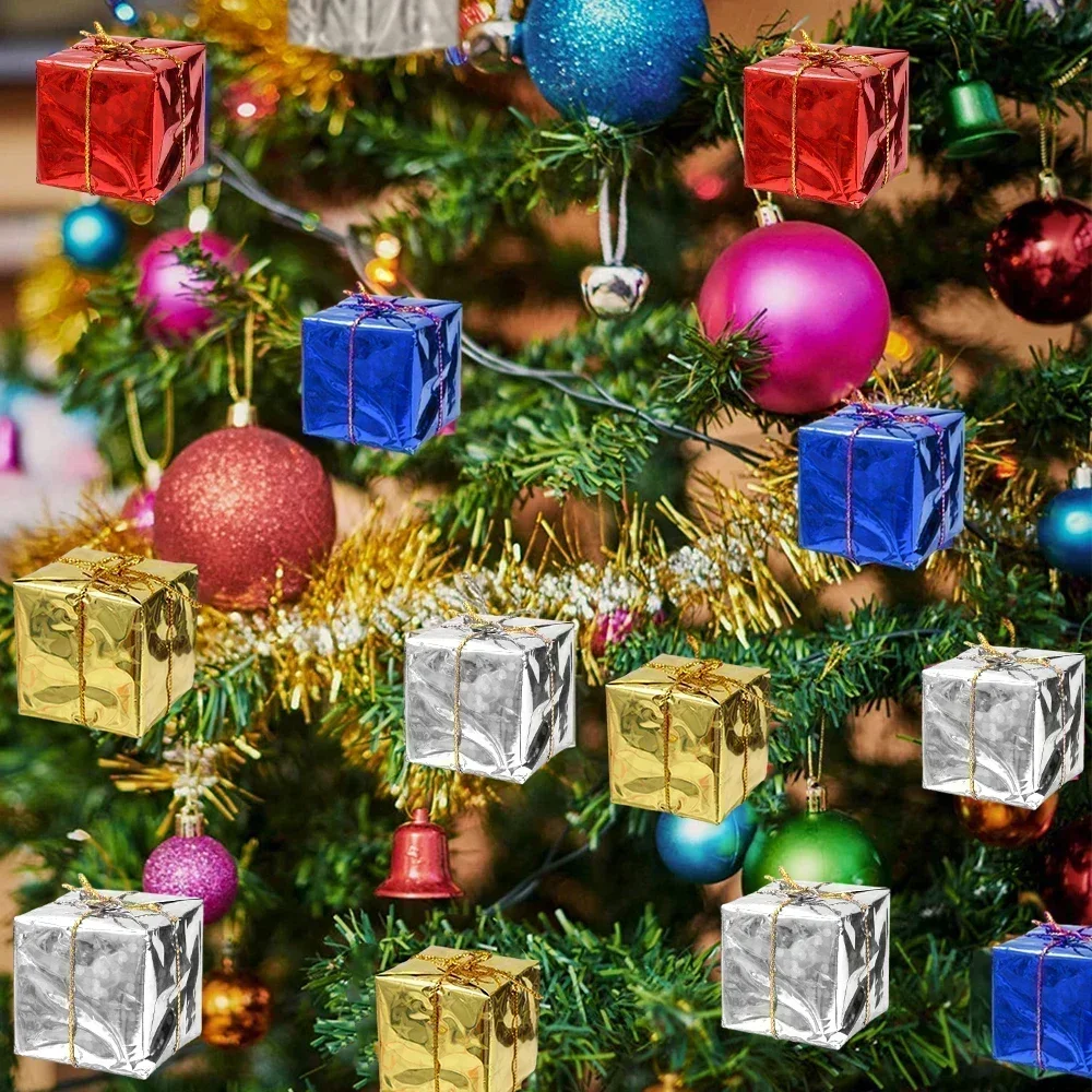 48/12/6Pcs Christmas Foam Gifts Boxes Xmas Tree Square Foam Candy Gifts Boxes Hanging Home Party Decor Supplies Ornament Pendant christmas decorations