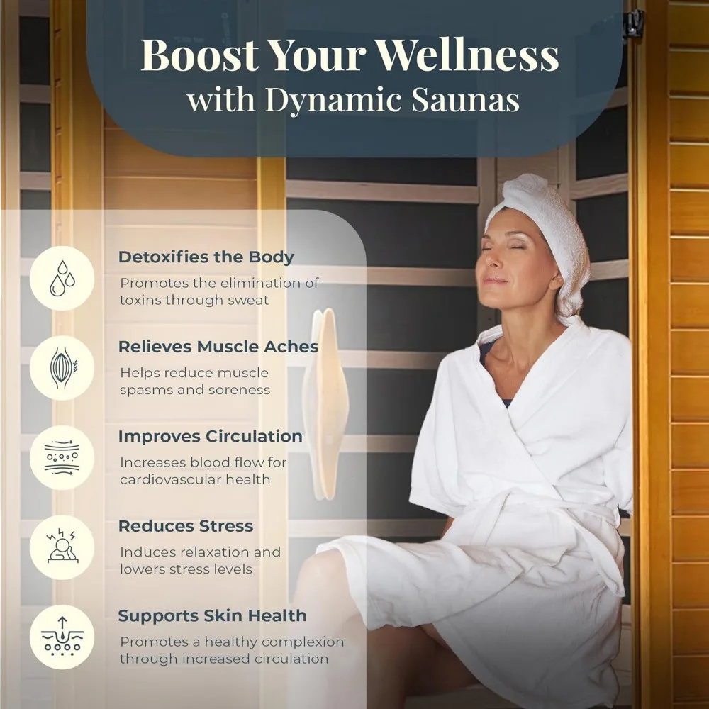 Dynamic Saunas Andora 2-Person Low EMF FAR Infrared Sauna, Canadian Hemlock Wood 4