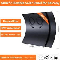 Panneau solaire flexible monocristallin haute efficacité 240W, 2 ou 4 unités (480W 960W) pour balcon, camping-car, camping, bateau, système photovoltaïque 1
