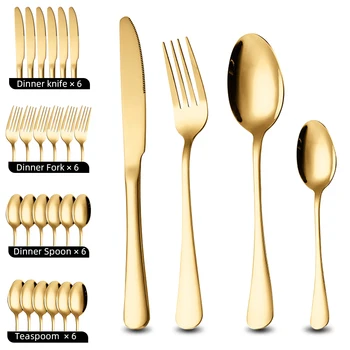 Set di stoviglie da 16 pezzi Set di posate in acciaio inossidabile dorato forchetta coltello cucchiaio posate da tavola Set di posate da cucina 1
