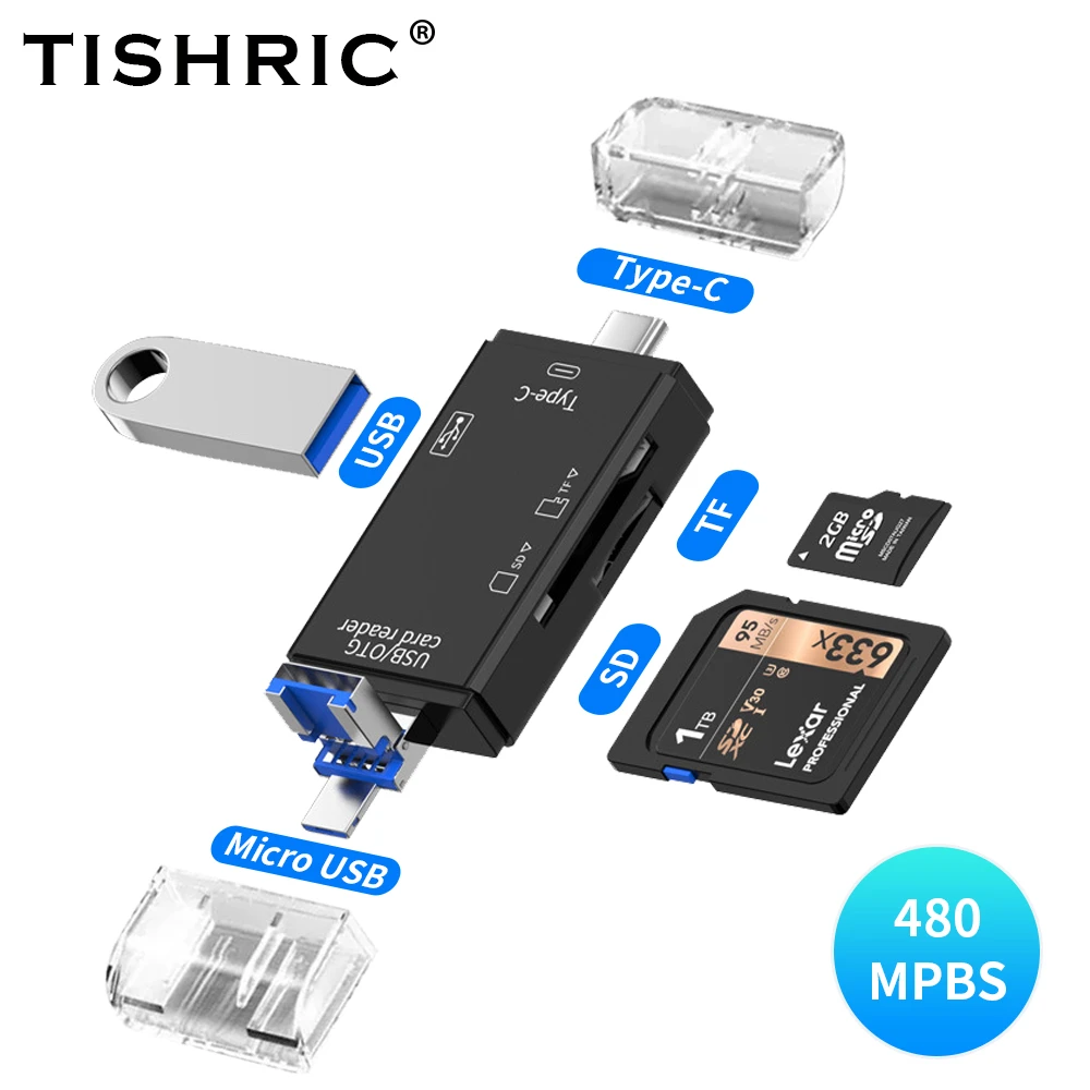 Tishric Type C Adapter Otg Tf Micro Usb Sd Card Reader Usb Memory Card ...