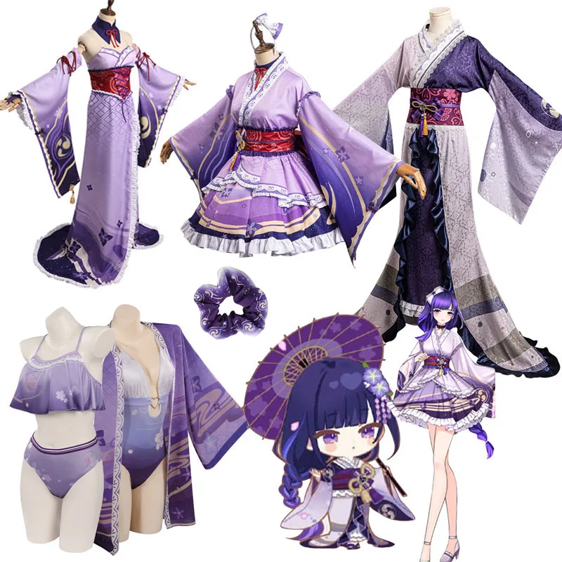 

Костюм для косплея Genshin Impact Baal Raiden Shogun, платье лолиты, кимоно, наряды, костюм для Хэллоуина, карнавала, маскировка, бесплатный возврат