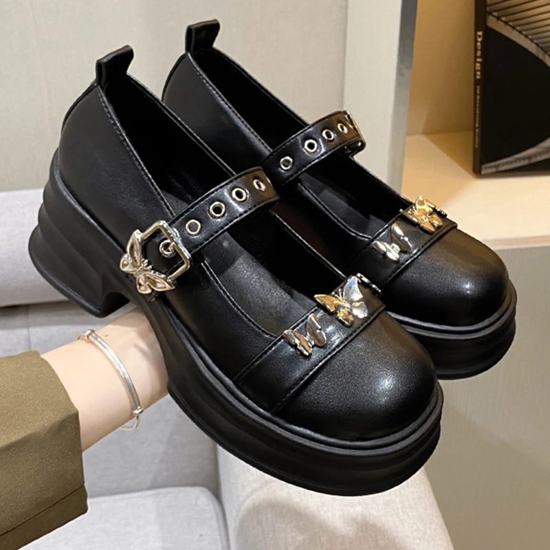

Туфли женские на платформе и высоком каблуке, лоферы на массивной подошве, Бабочка, туфли-лодочки, классические, для осени