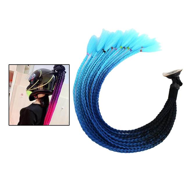 Female Motocross Helmet Pigtail Braids Curly Wig Hair Helmet Braid Punk 55cm