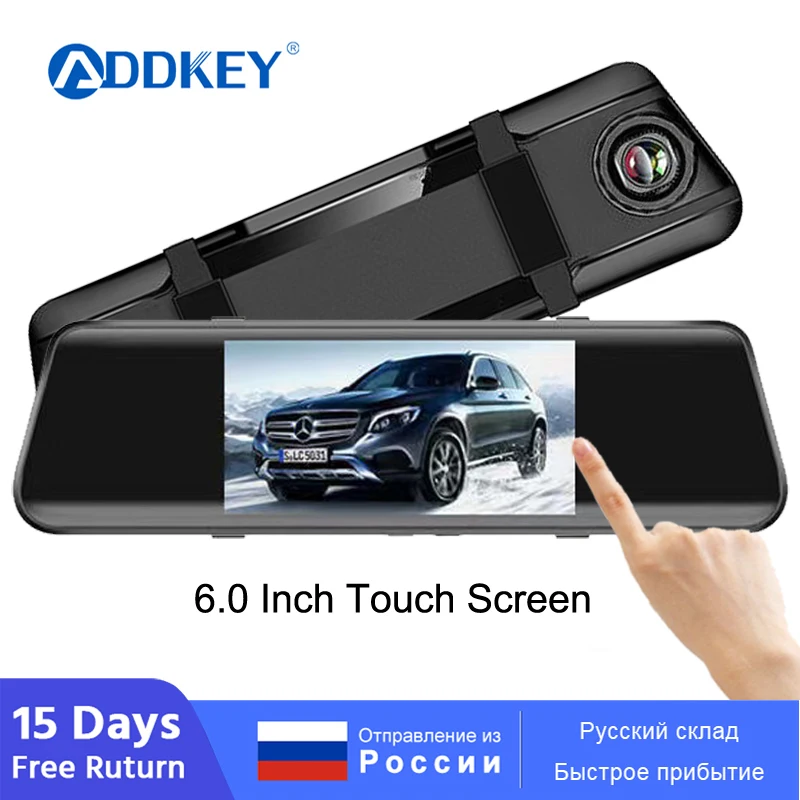 

ADDKEY Car Mirror Rearview Dash Cam Car Mirror Black Box Dual 1080P 2 in 1 Mirror Car Dvr Video Recorder Registrar