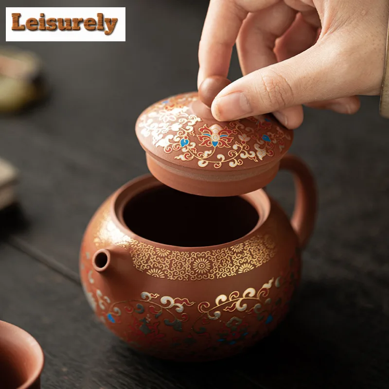 Twining Lotus Purple Clay Xishi Pot Tea Set Complete Set Boutique Tea Ceremony Set Teapot And Tea Cup Set Teaware Supplies Gifts