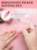 Nail Rhinestone Picker Dotting Pen, Wax Pencil for Rhinestones, Dual-ended Rhinestone Gems Crystals Studs Picker Wax Pen 3