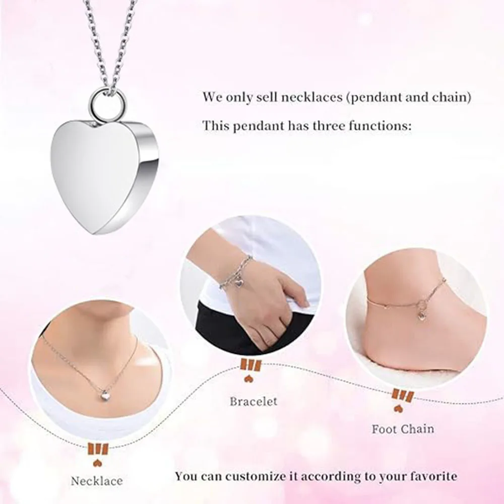 Small Heart Cremation Urn Necklace Carved Locket for Ashes Stainless Steel Memorial Ash Pendant Keepsake Jewelry 6 Small Heart Cremation Urn Necklace Carved Locket for Ashes Stainless Steel Memorial Ash Pendant Keepsake Jewelry 6