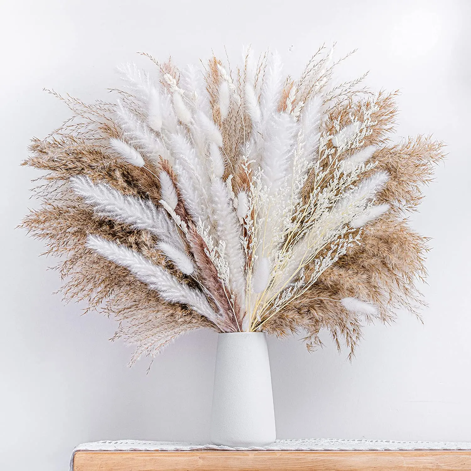 

80pcs Dried Pampas Grass Premium Dry Bouquet with Naturally Pampa for Boho Home Decor Wedding Decoration DIY Small Reed Plants