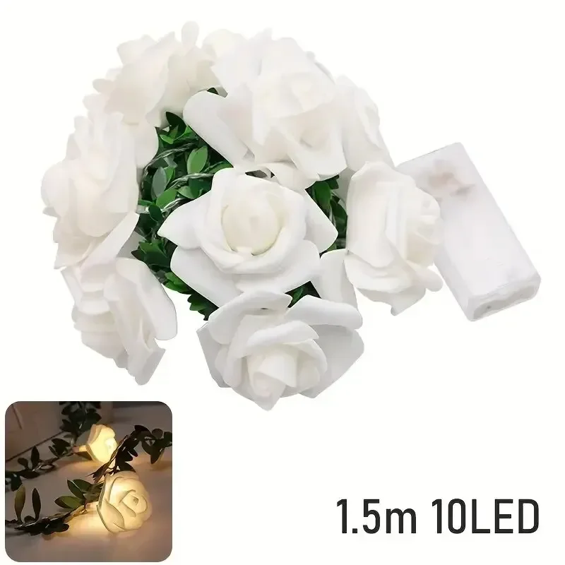 1PC 10 LED 장미 꽃 문자열 조명 배터리 구동 꽃 장미 밤 램프 결혼식 발렌타인 데이 파티 갈 랜드 장식