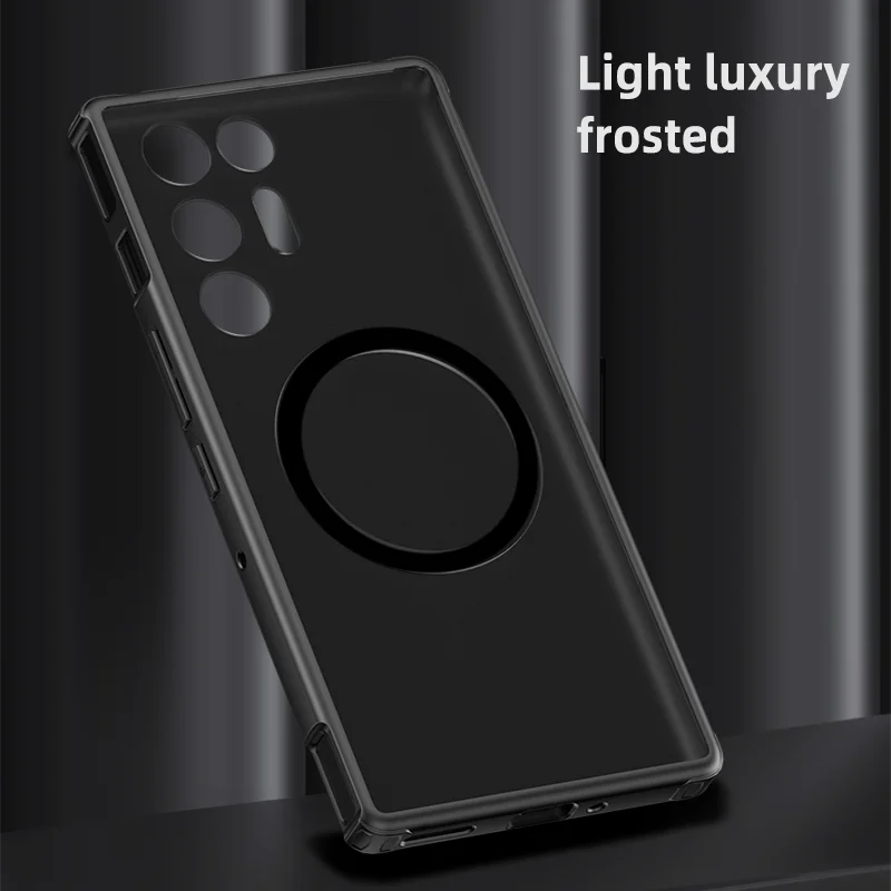 Translucent Shockproof Phone Case with Matte Frame and Magnetic Wireless Charging Back Cover