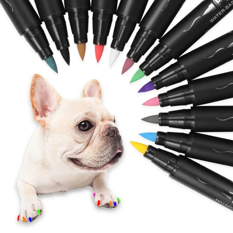 12Pcs Pet Polish Pen Set for DIY Dog Nails, Safe Water-Based Pet Polish, Fast Drying and Easy to Remove
