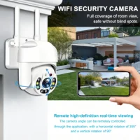 Caméra de sécurité WiFi PTZ 2,4 GHz extérieure avec suivi automatique des personnes, alarme sonore et lumineuse, communication bidirectionnelle, vision nocturne couleur, pour la surveillance à domicile, la cour, le garage, la boutique 2