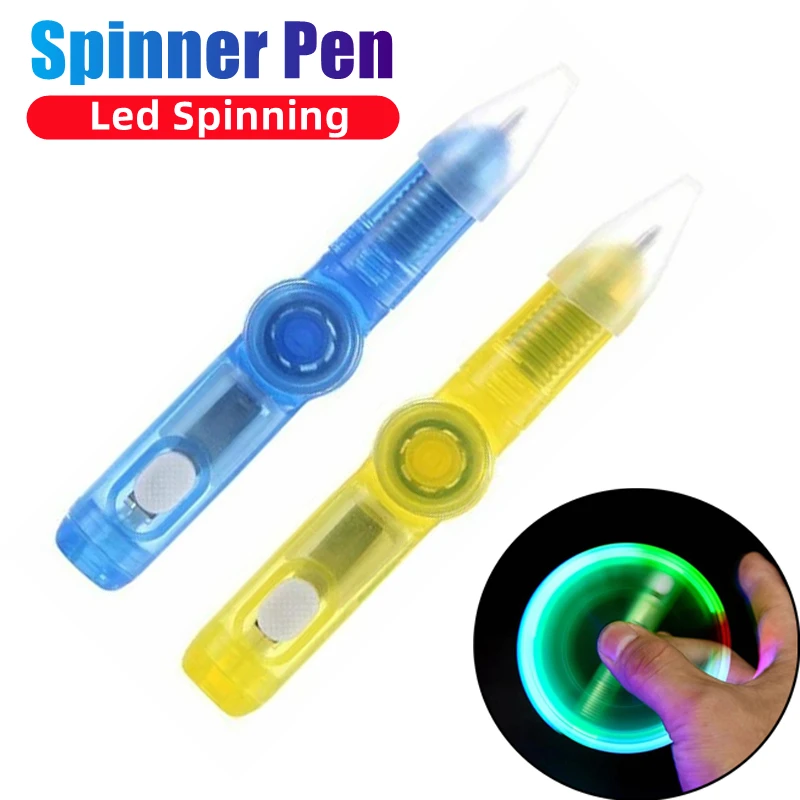 LED Spinner Spinning Pen Ballpoint Pens Hand Toy Glow In Dark Stress Relief Toys Kids Students