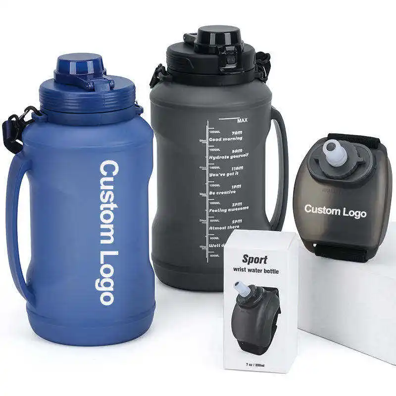 BPA Free 2L Portable Foldable Gym Drinkware Outdoor Squeeze Reusable Travel Sports Collapsible Food Grade Silicone Water Bottle