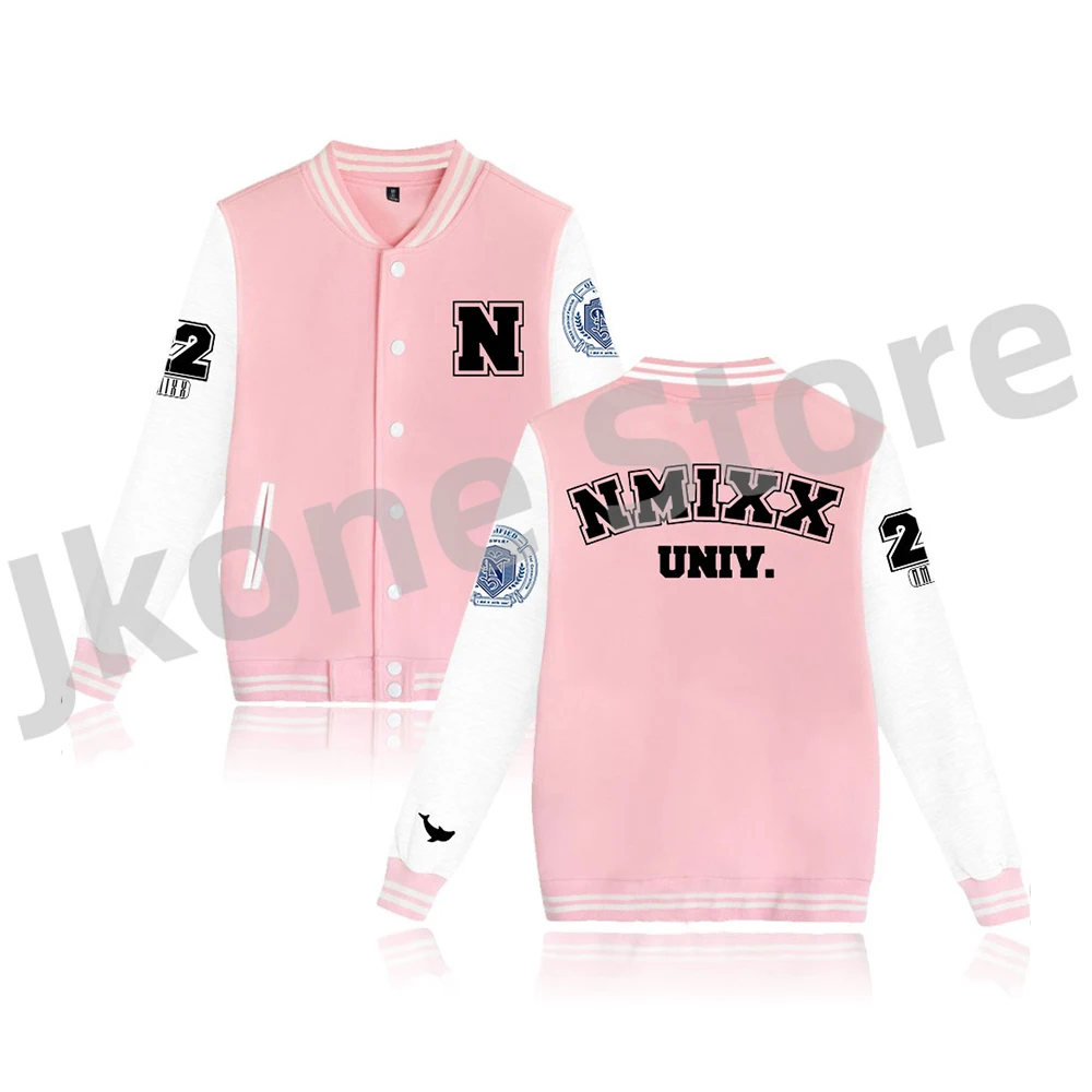 NMIXX Varsity Baseball Jacket MIXX University Merch Women Men Fashion Casual KPOP Style Sweatshirts 4