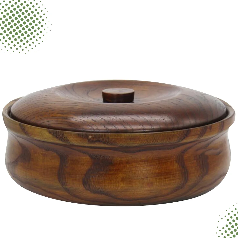 

Wooden Serving Bowl with Lid Round Shaped Fruit Dry Platter Vegetable Snacks Nuts Dish Candy Dessert Display Baskets for