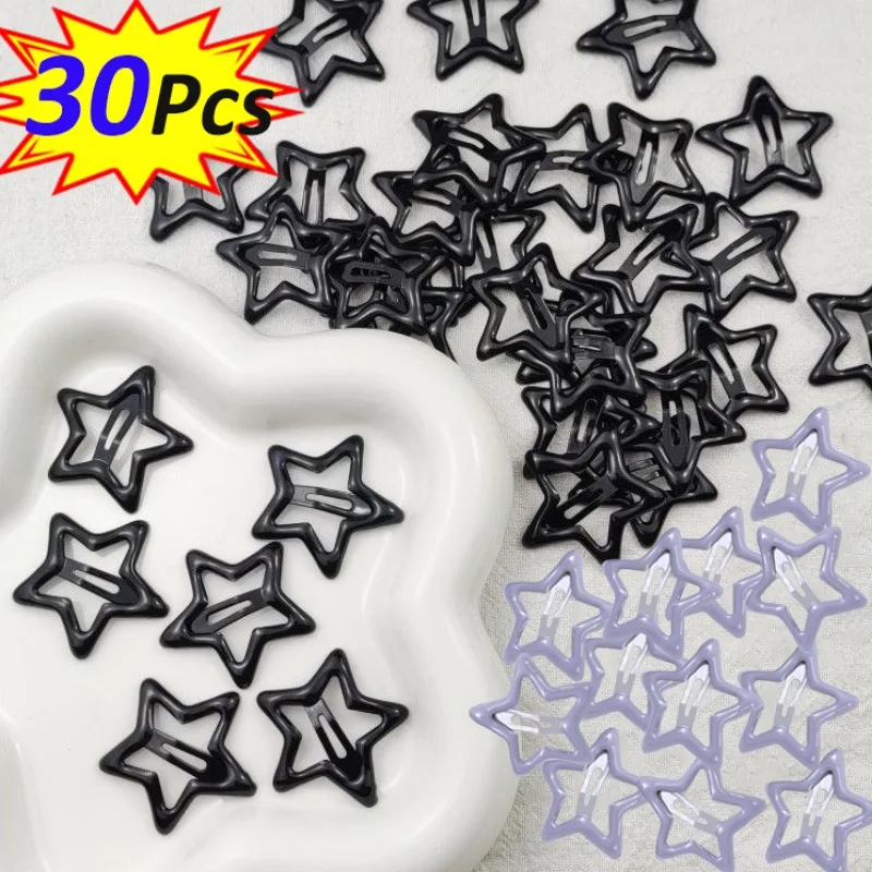

Y2k Black Star Hair Clips for Women Oil Drop Metal Snap Hairpins Broken Hair Barrettes Fashion Girl Hair Accessories Headwear